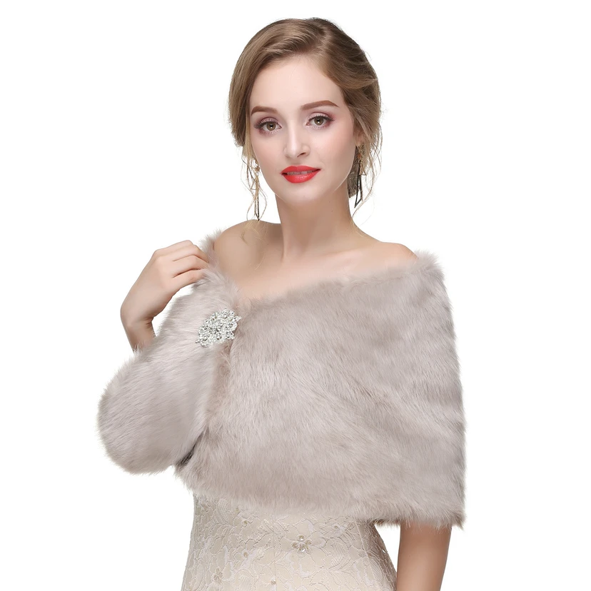 Bridal Winter Warm Wool Cape High-End Fur Wedding Dress Fox Fur Waistcoat view 2