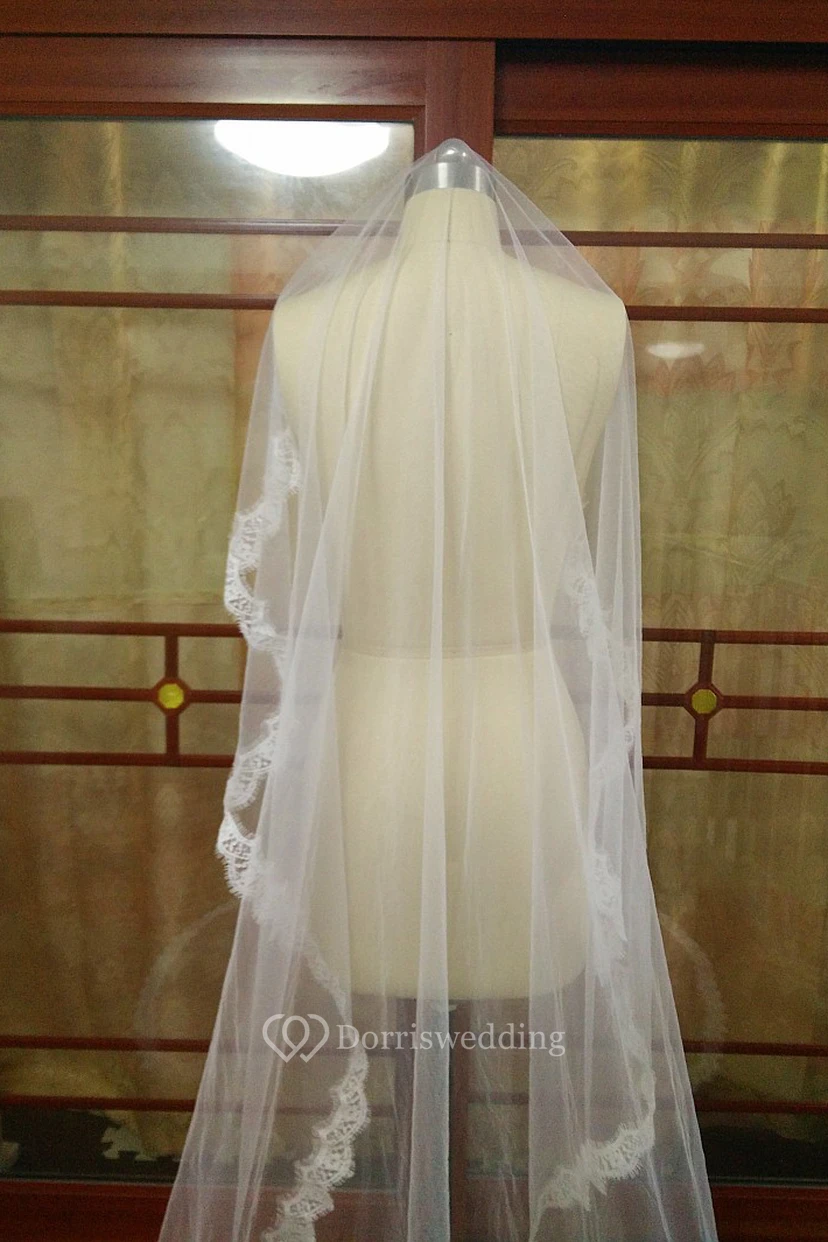 High-end Western Style Lace Applique Super Long Veil view 3