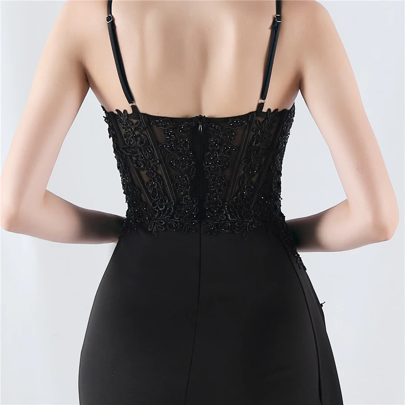 Heavy Hot Diamonds And Flower-Set Waisted Fishbone Satin Evening Dress Annual Meeting Wedding view 43