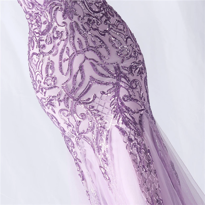 Vestido de noche de alta gama con estampado floral y detalles de malla y cuentas. view 54