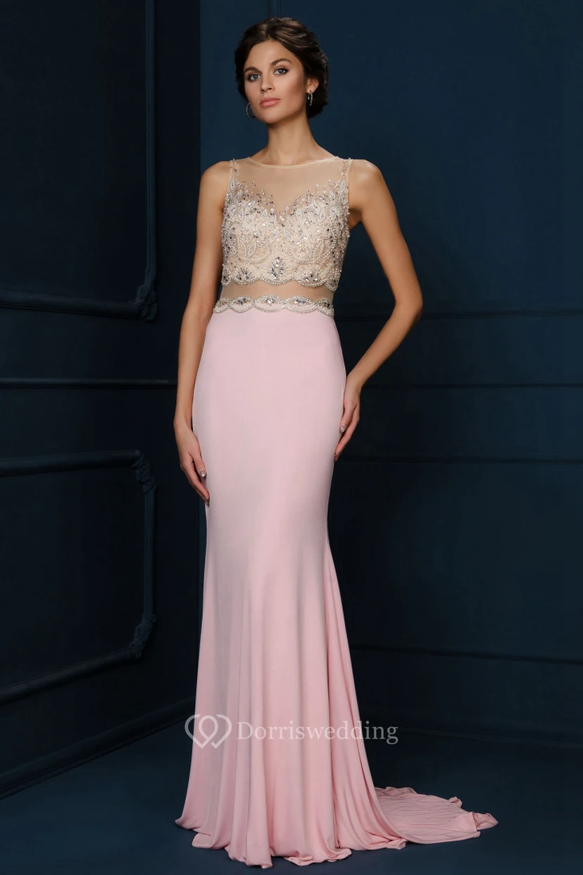 Sheath Appliqued Sleeveless Bateau Neck Chiffon Evening Dress view 3