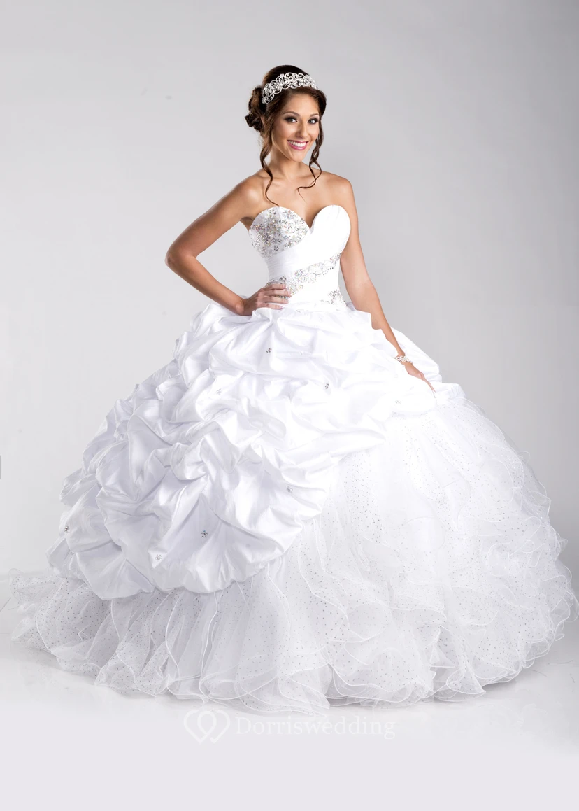 Tulle And Taffeta Ball Gown With Pick-Ups And Lace-Up Back