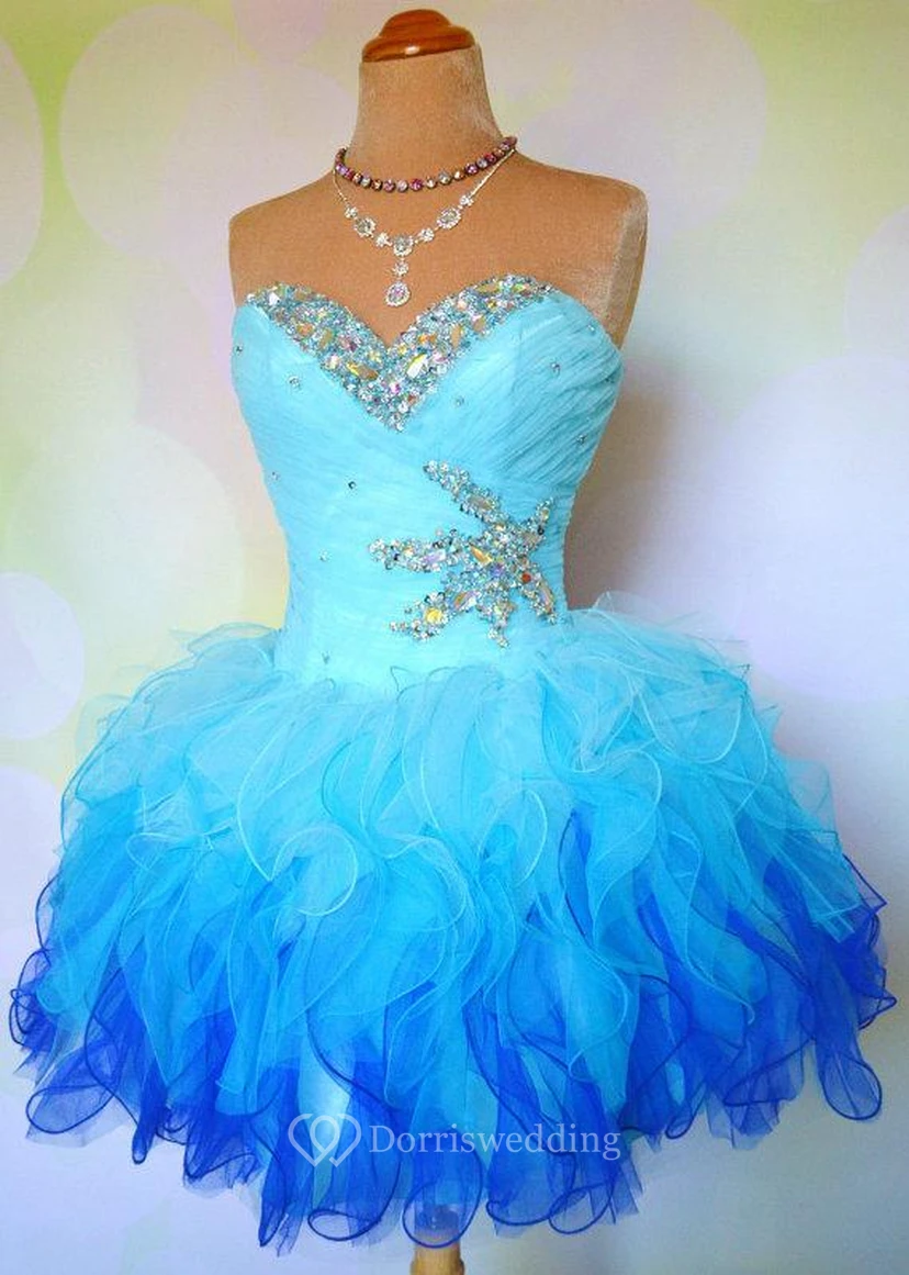 Lovely Sweetheart Sleeveless Short Homecoming Dress With Ruffles Beadings view 2