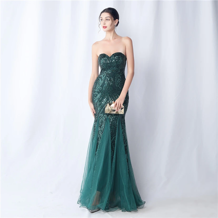 Positionierung Blumenschnitt Netz Pailletten Hochzeitsdinner Toast Party Abendkleid view 68