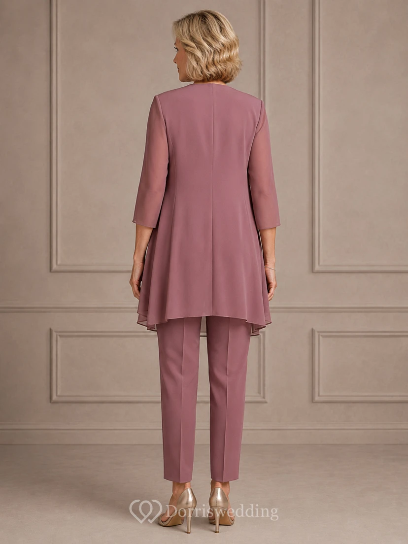 Vintage Mauve Formal Mother Pantsuit Vintage Mauve Scoop Jewel Jumpsuit Ankle-length view 2