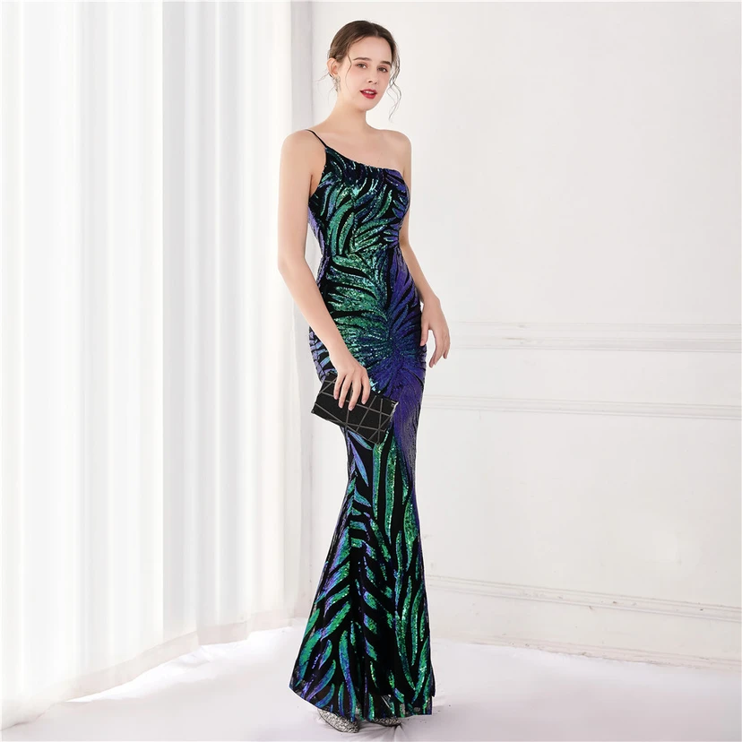 New Sequin Sequin Fairy Celebrity Party Party Evening Dress Sexy Long Toast Dress Bride view 13