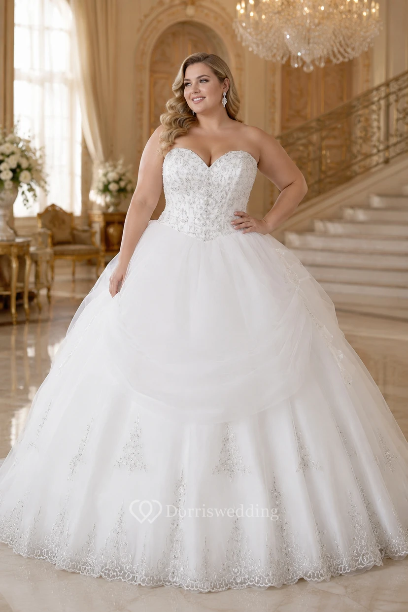 Gorgeous Ball Gown Beadings Wedding Dress Court Train Bowknot