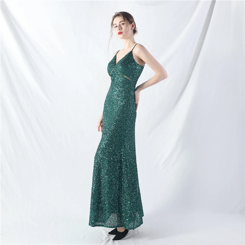 Robe longue trapèze évasée à paillettes, modèle phare du quotidien view 21