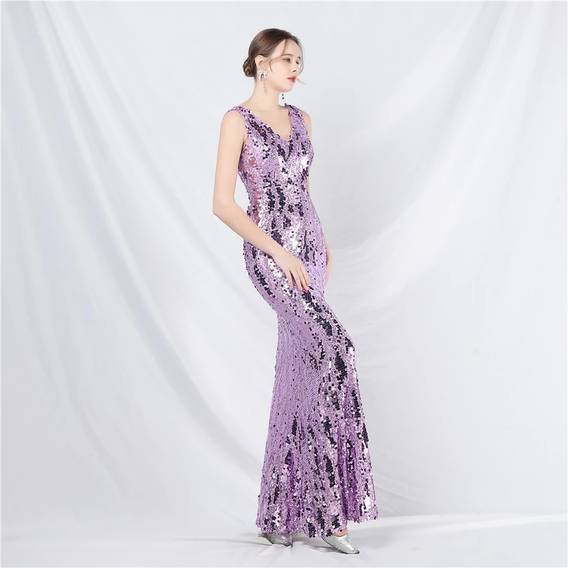 Robe de soirée longue à sequins irisés, nouvelle création view 27