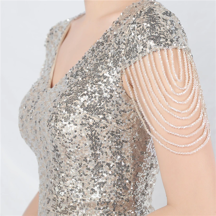 A-Line Big Swing Dress Craft Sequined Long A-Line Evening Dress view 18