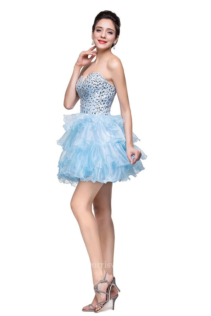 Glamouröses, herzförmiges Kristall-Abendkleid aus Organza view 2