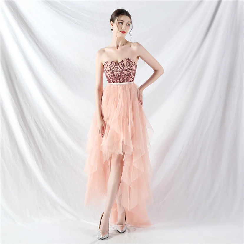 Kleid mit positionierten Blumenperlen und gespleißtem Netzstoff view 20