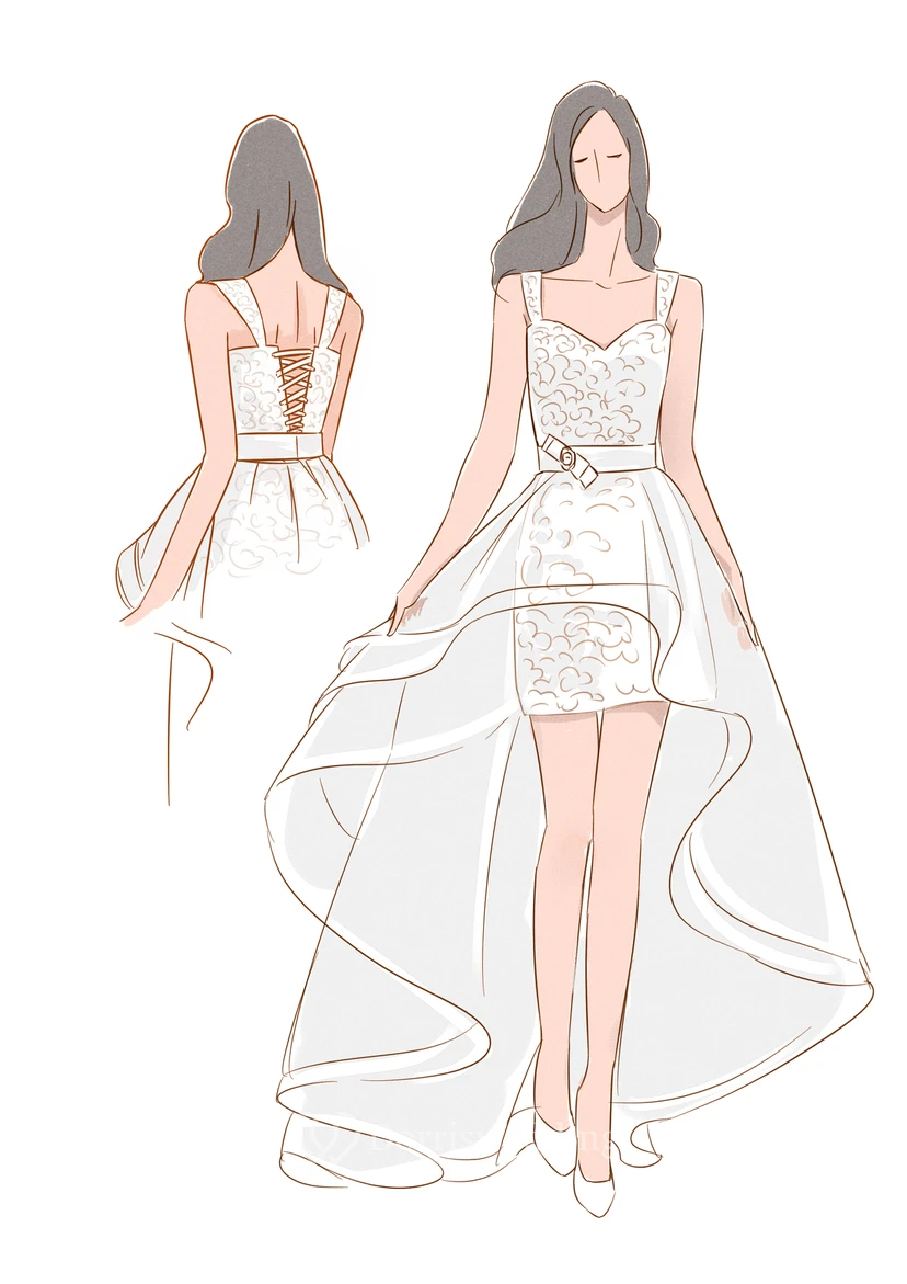 Kurzes Brautkleid mit abnehmbarem Rock | Strand-Minikleid für standesamtliche Trauung view 4
