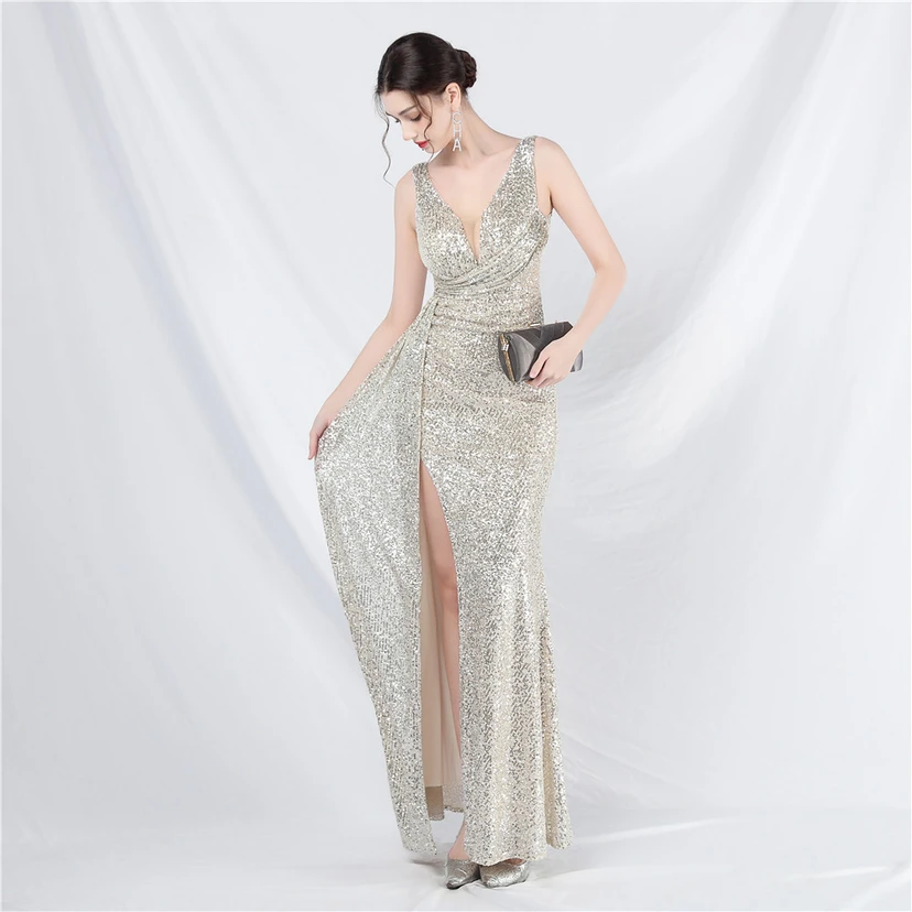 Cross-Border Dress Sequined Ribbon Long Evening Dress view 23