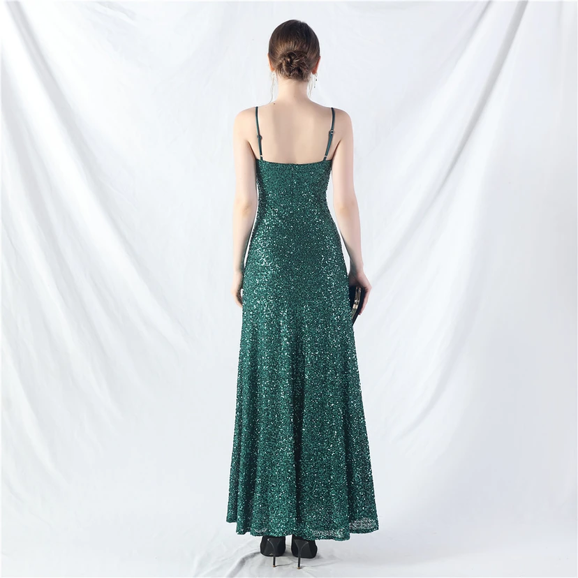 Robe longue trapèze évasée à paillettes, modèle phare du quotidien view 24