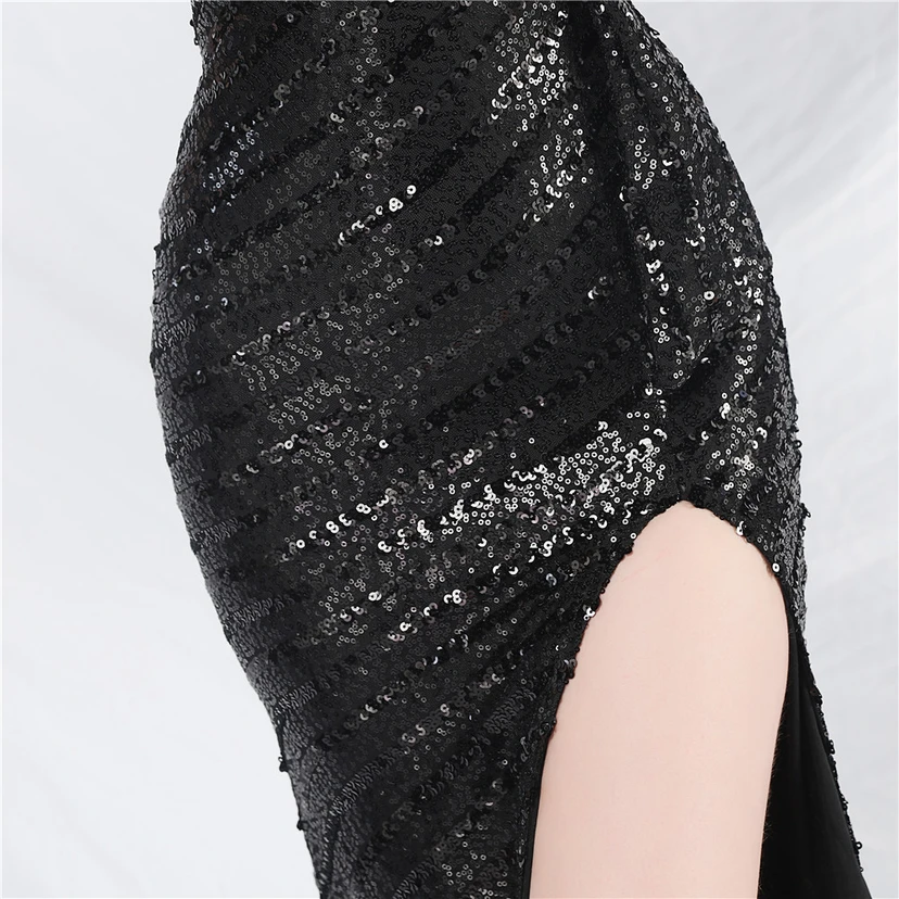Robe de soirée longue à sequins et perles artisanales view 9