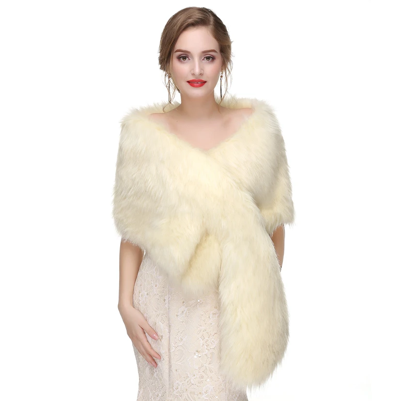 Bridal Winter Warm Wool Cape Fur Wedding Dress Fox Fur Waistcoat view 30