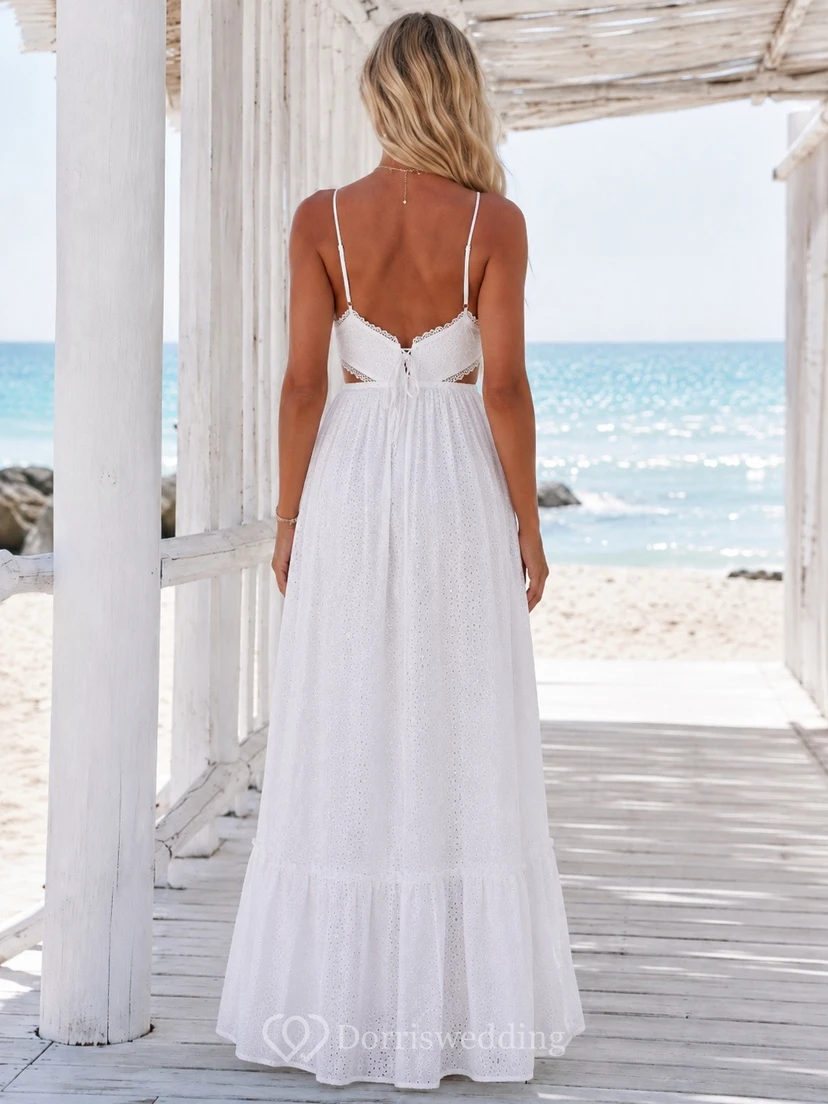 Boho Beach Casual Spaghetti V Neck Floor Length Split Dress view 2