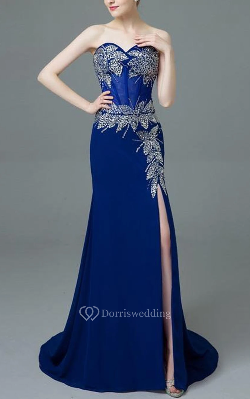 Sweetheart A-Line Beading Sequins Split-Front Prom Dress