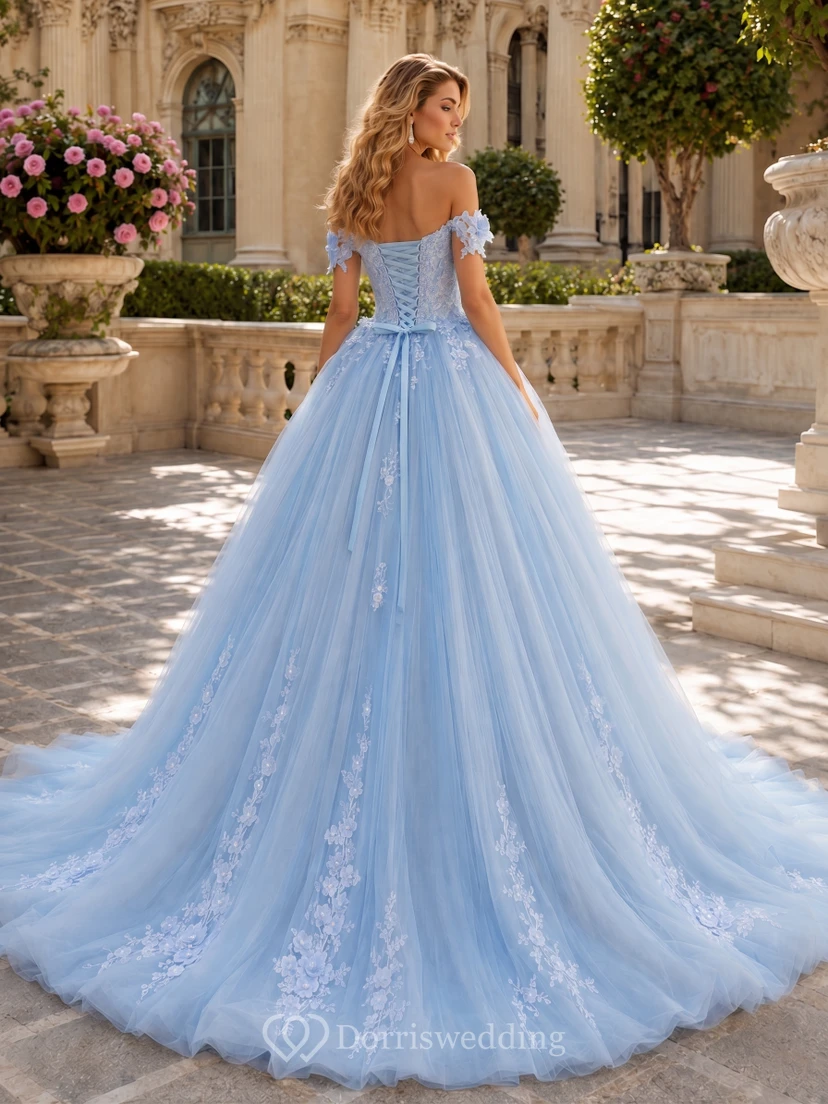 Sweetheart Ball Gown Tulle A-line Applique Exquisite Prom Dress view 2
