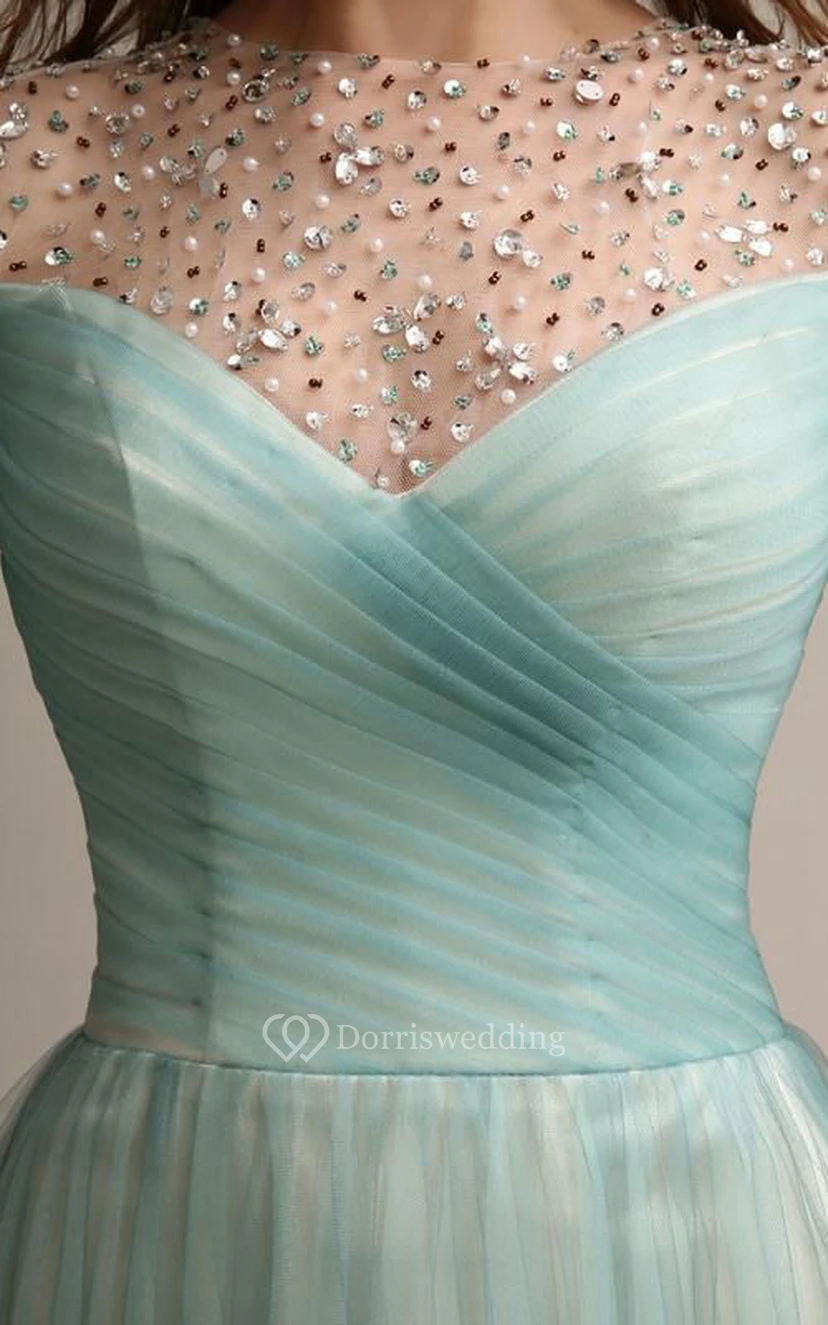 Stunning See-Through Neck Beading A-Line Prom Dress view 3