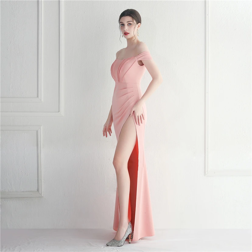 Cross-Border Supply schulterfreies, einseitig schulterfreies Kleid mit Schlitz für Nachtclub, Hochzeit oder Abendessen view 46