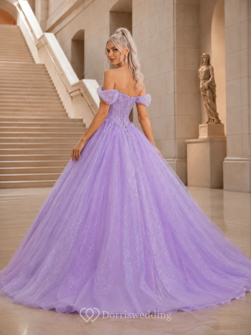 Vestido de gala de princesa para quinceañera con escote corazón y tul brillante, estilo princesa, del Museo Lavender Hall view 2