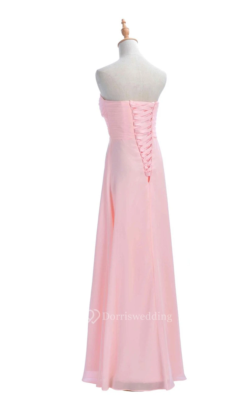 Sweetheart Criss-cross Chiffon A-line Dress With Lace-up Back view 54