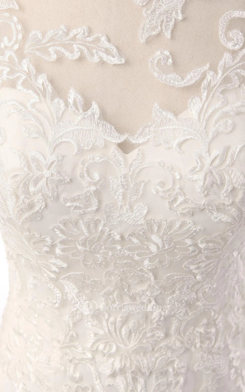 Meerjungfrauenkleid mit langen Ärmeln aus Spitze und Stickereien mit Illusionseffekt view 5