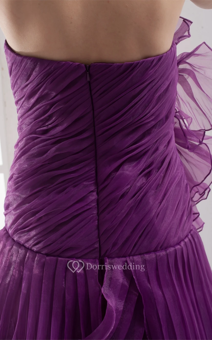 Floral A-Line Ruched Sweep Train and Gown With Tiers view 7