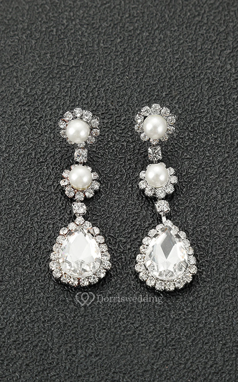 Unique Flower Shaped Rhinestone Necklace and Earrings Jewelry Set view 5