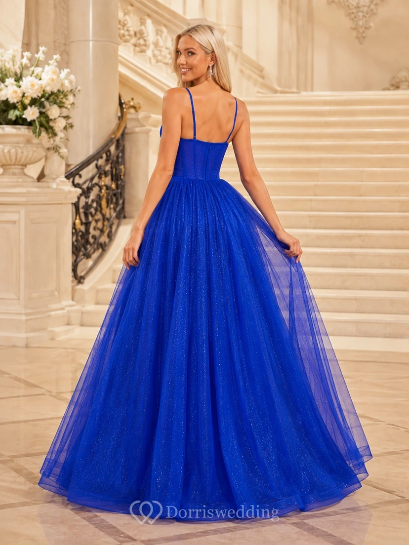 Royal Blue Tulle Sweetheart Sleeveless Ball Gown Floor-Length Formal Dress view 2