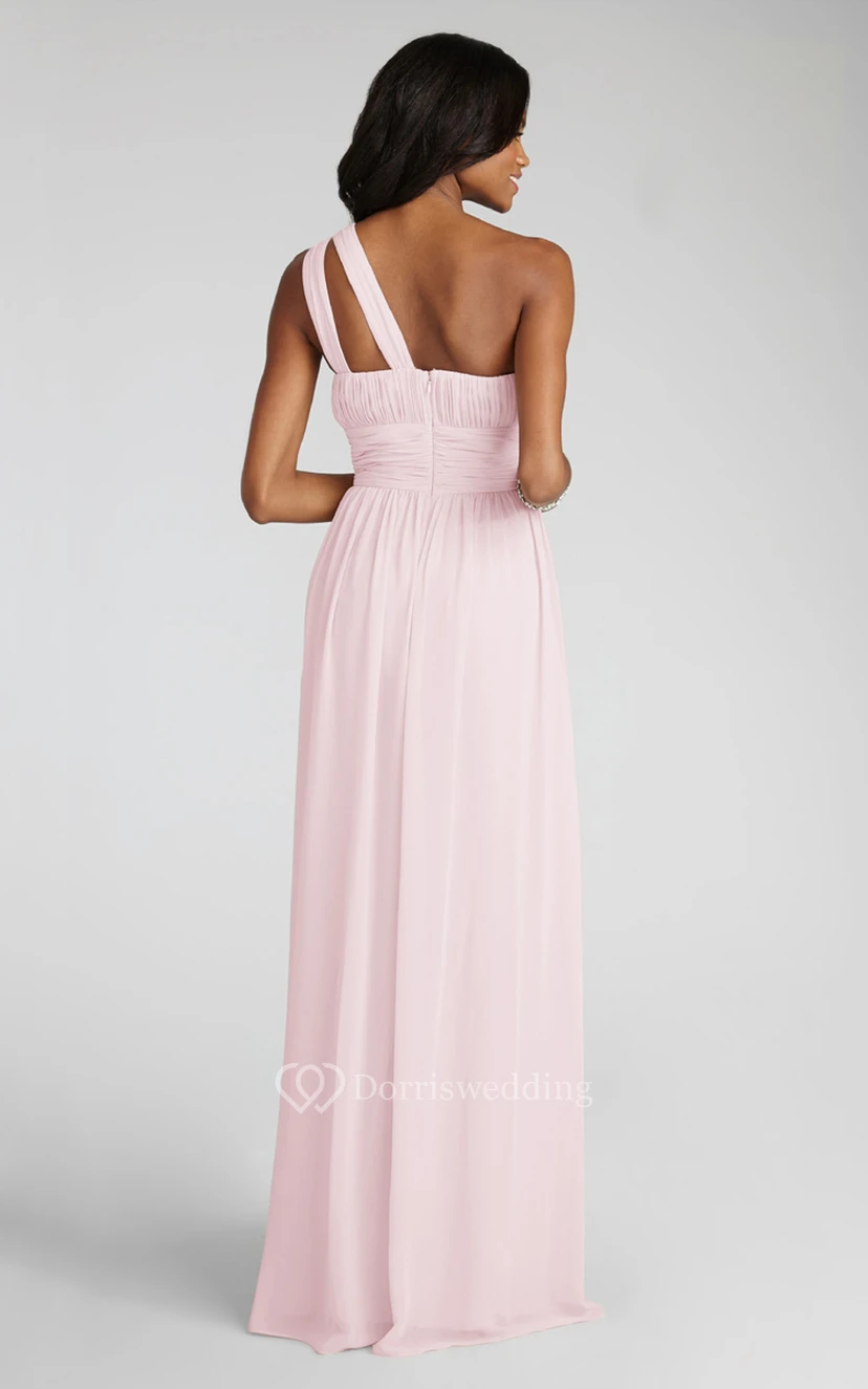 Long-Chiffon Modern One-Shoulder Dress With Ruching view 21