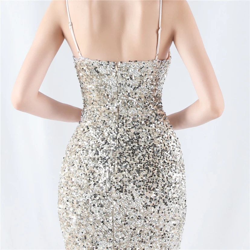 Samtiger, farbverlaufender, perlenbesetzter, sexy Strumpfhalter-Abendkleid view 42