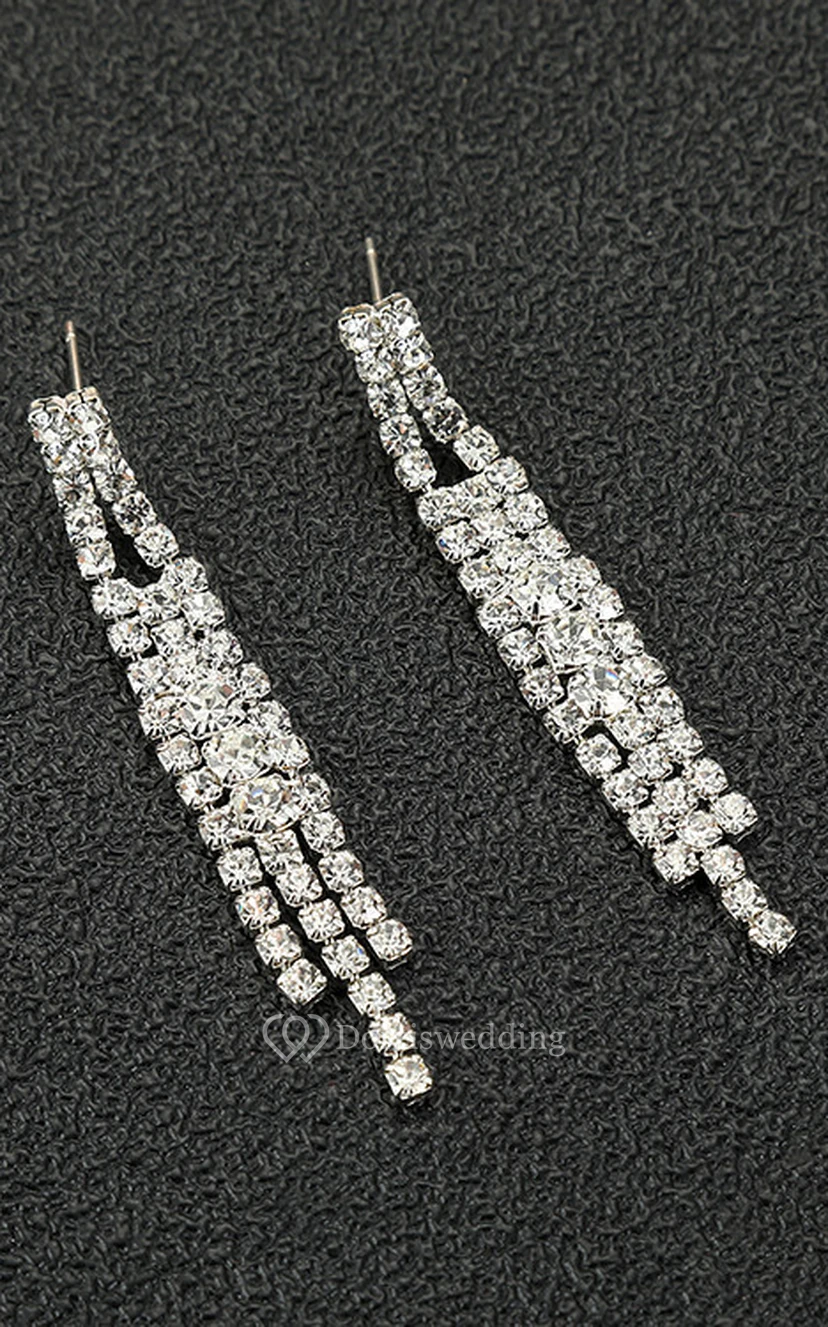 Classic Bridal and Evening Party Rhinestone Necklace and Earrings Jewelry Set view 4