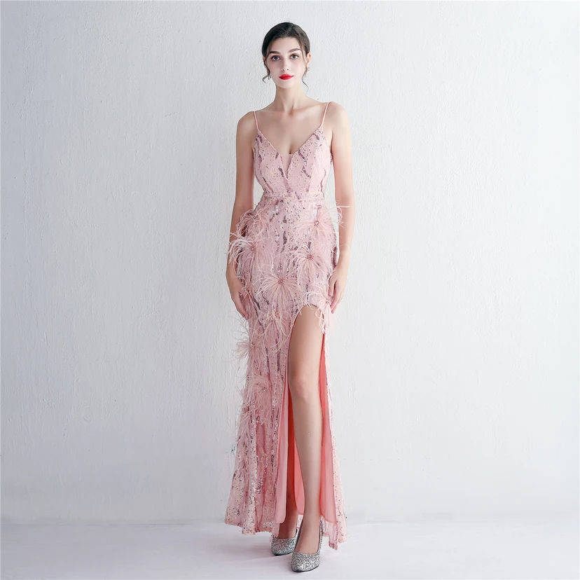 Positioning Flower Craft Beading Craft Imported Wool Dress Long Banquet Slim Evening Dress Elegant Temperament video preview