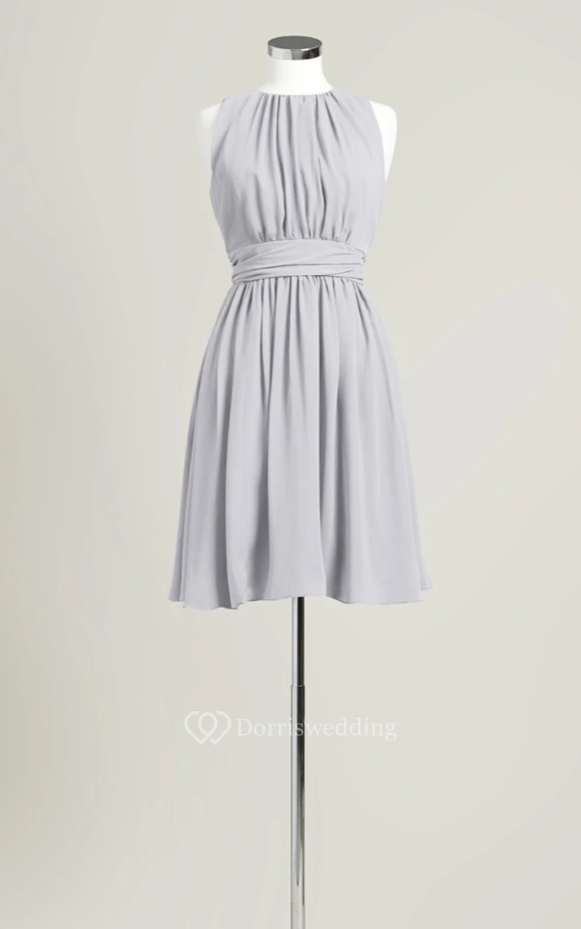 Sleeveless A-Line Short Dress With Jewel Neck view 10