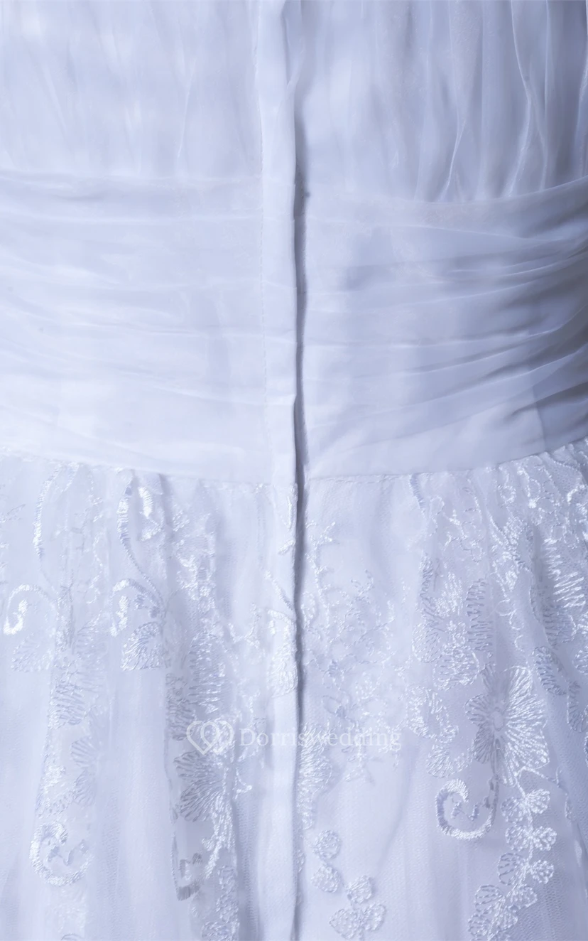 Romantic Satin Appliqued Sleeveless a Line Strapless Short Wedding Dresses view 6