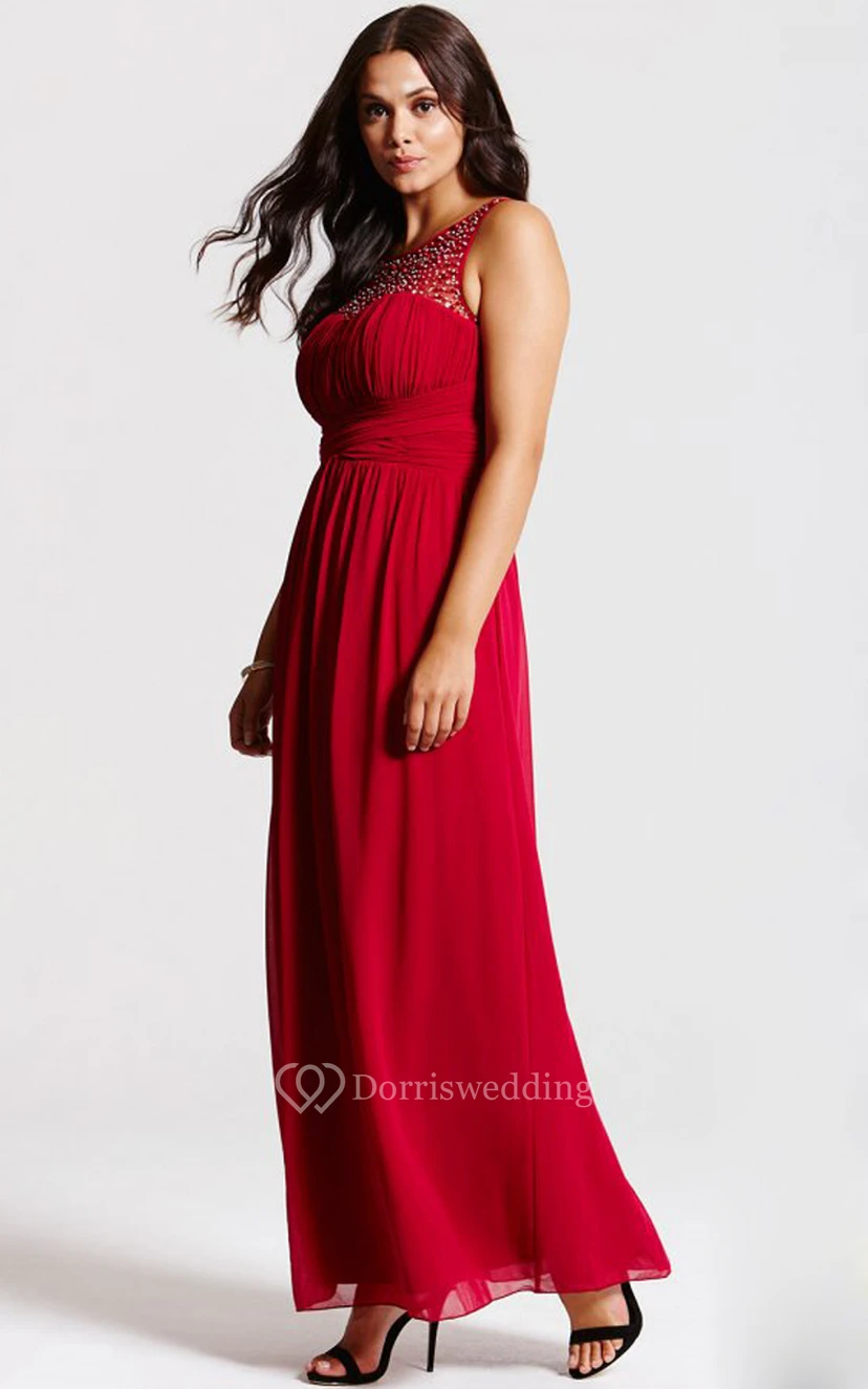Scoop Neckline Modest A-Line Gown With Squared Back view 47