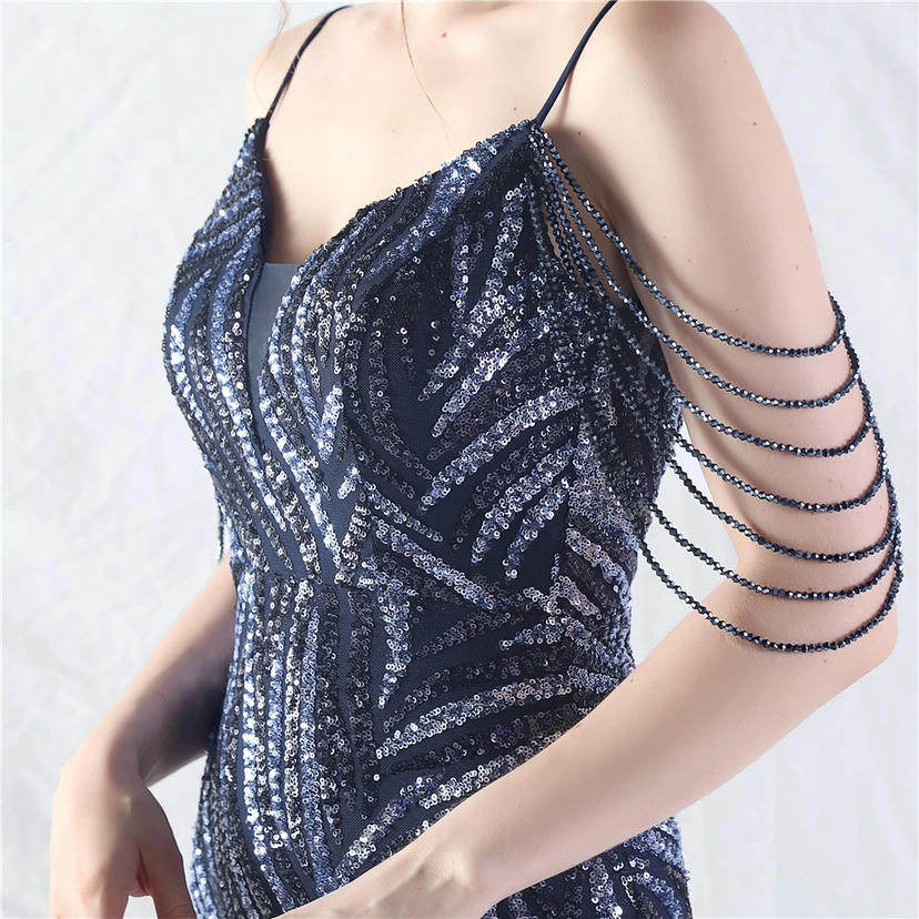 Layered Beads Spliced ​​Mesh High-End Evening Dress view 72