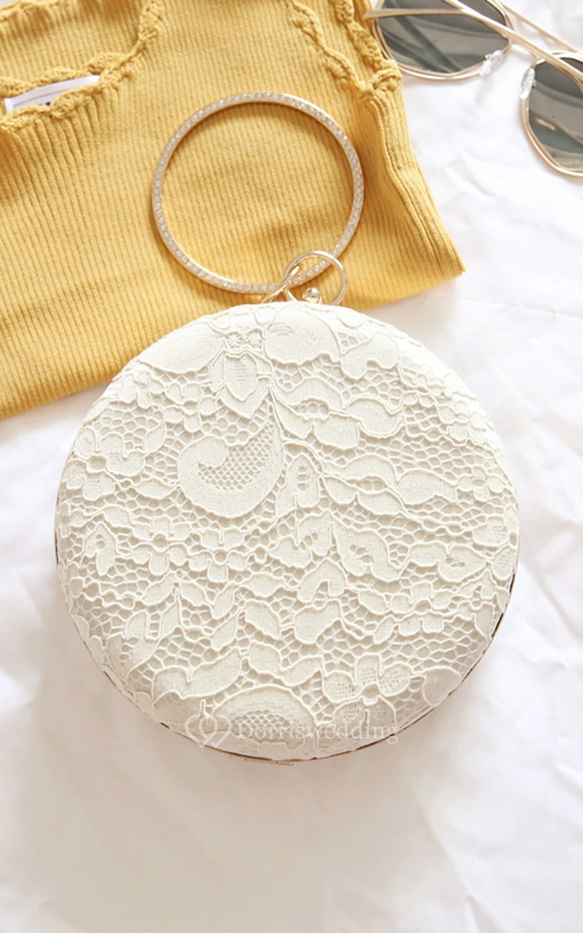Round Laced Crystal Clutch view 3