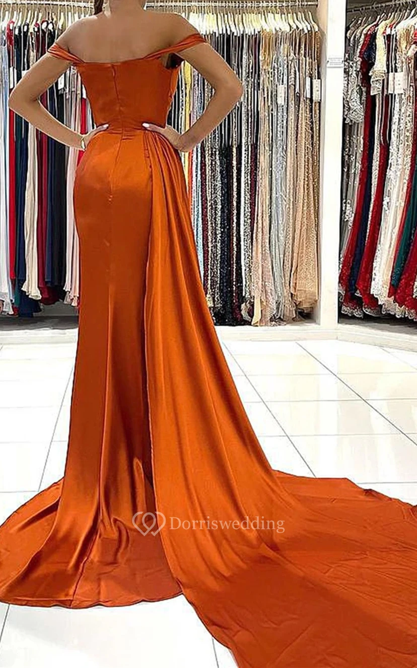 Casual Sleeveless Floor-length A Line Satin Zipper Guest Dress with Split Front view 2
