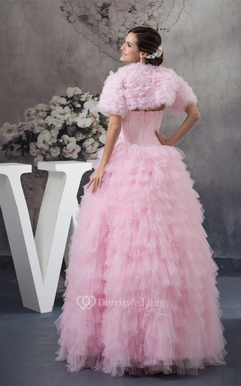 Sleeveless Ruffled Bolero and Ball-Gown With Appliques view 5
