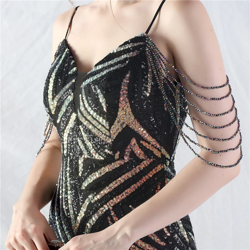 Layered Beads Spliced ​​Mesh High-End Evening Dress view 62