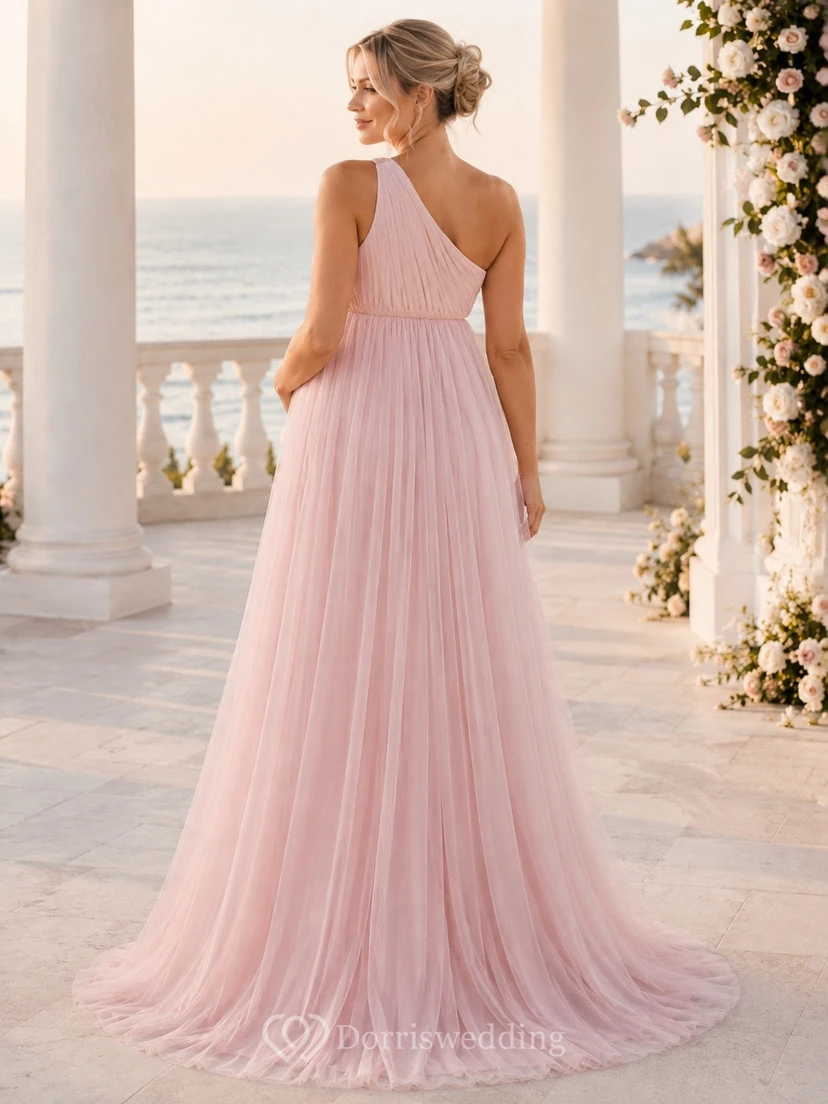 Blushing Pink Square Neck Sleeveless Empire Chiffon Maternity Gown view 2