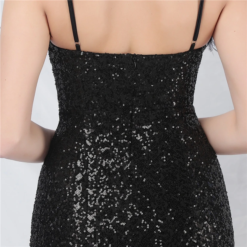 Craft Ostrich Feather Mesh Sequined Long Evening Dress view 61