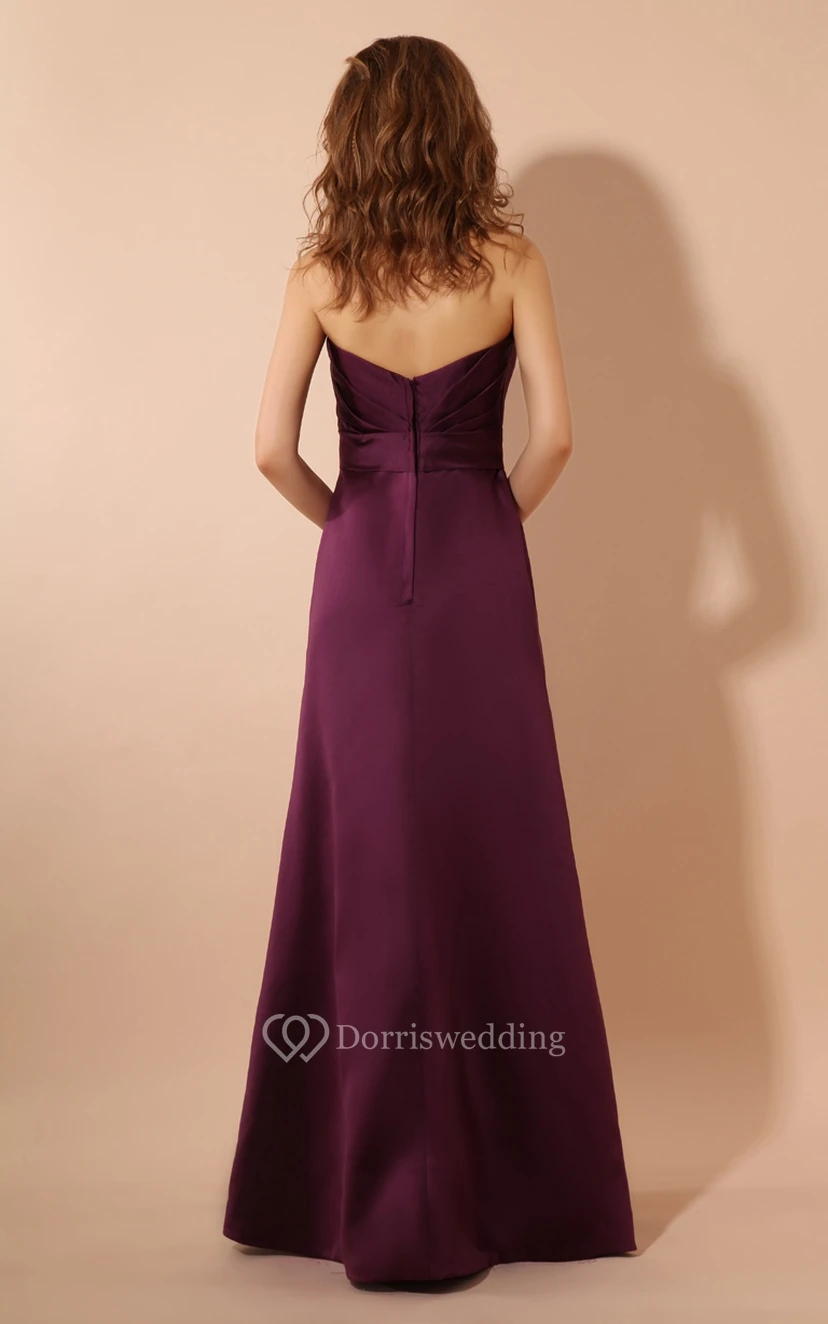 Satin Strapless Maxi Dress and Ruching and Flower view 4