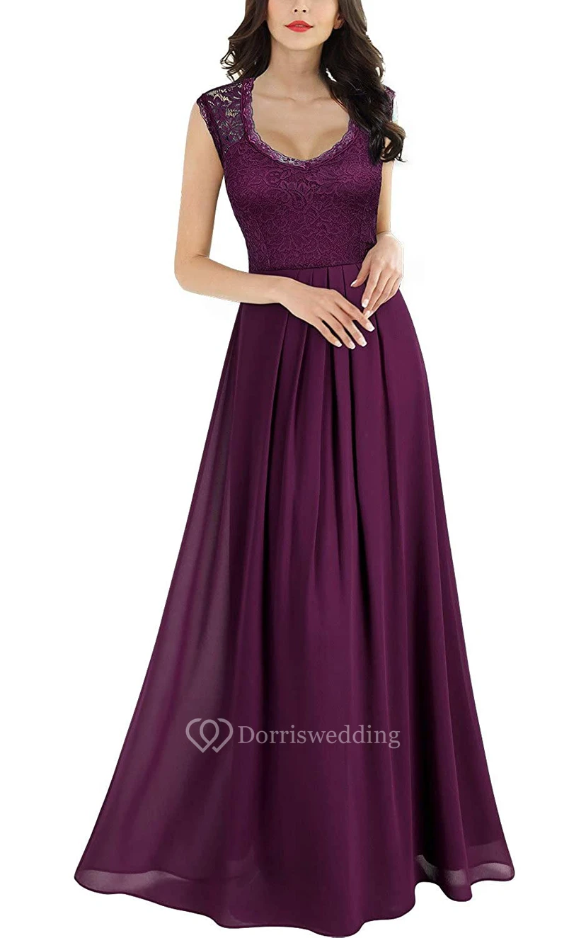Casual Lace Chiffon Scalloped Sleeveless A Line Guest Dress With Ruffles view 7
