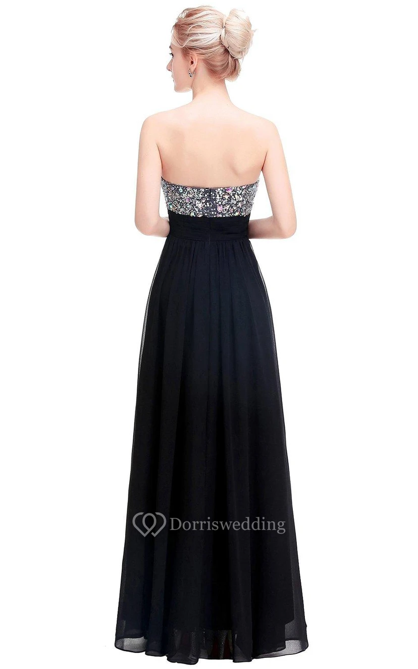 A-line Sweetheart Chiffon Gown with Sequined Bodice view 2