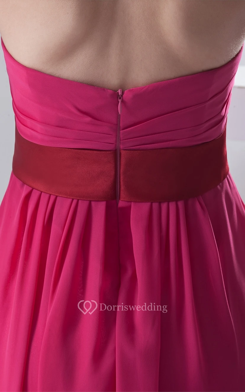 Strapless Long Chiffon Ruching and Dress With Pleats view 6